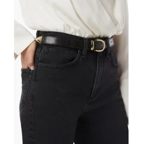 New Favorite Daughter Evelyn High Rise Straight Leg Stirrup Jeans Storm Black - Picture 8 of 10